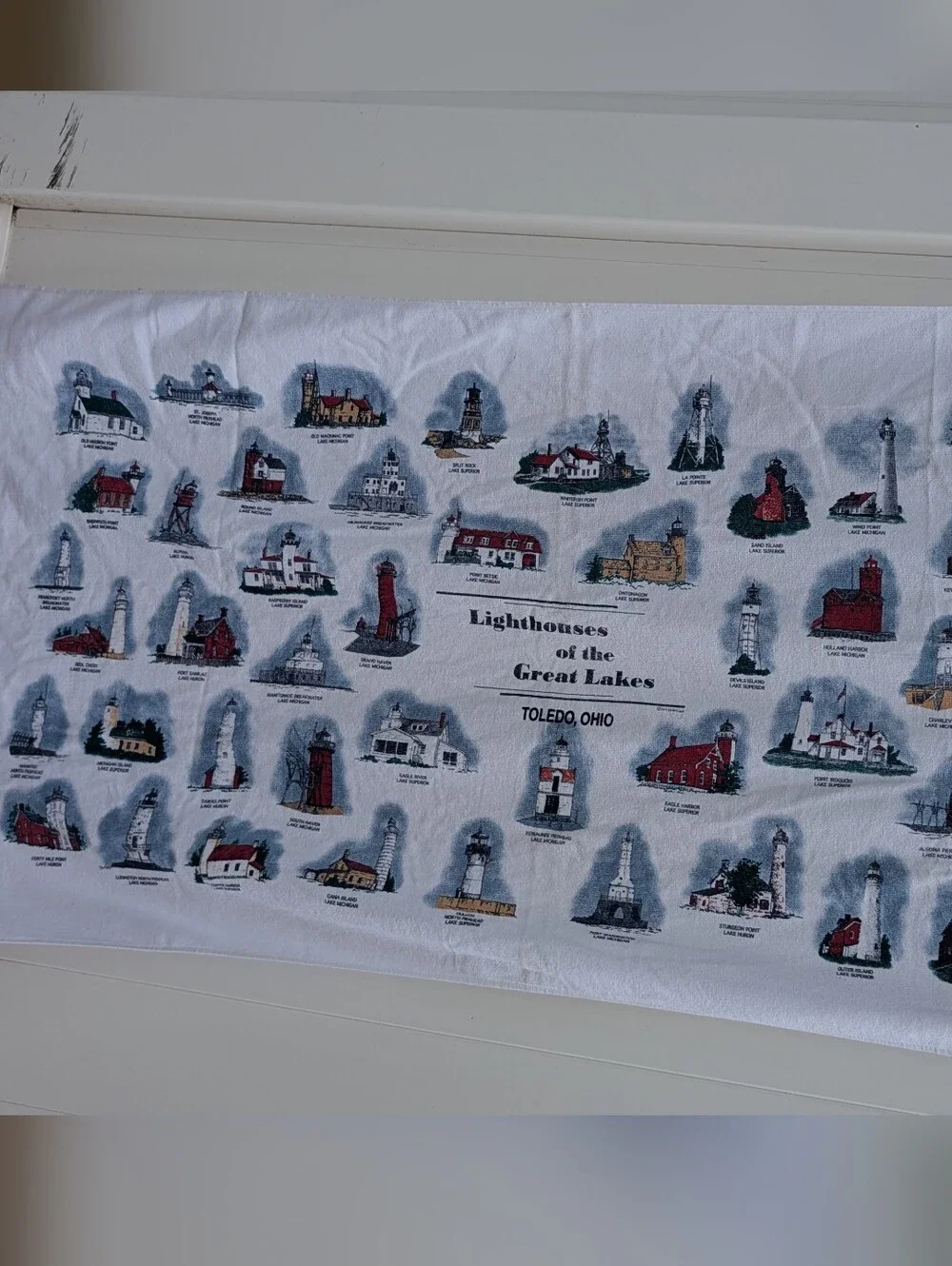 Vintage Great Lakes Lighthouses Beach Towel Ohio Michigan Big 100% Cotton Beach